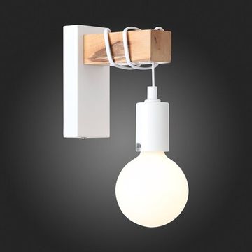 SL1142.501.01 Светильник настенный Белый, Светлое дерево E27 1*60W BAGETTI