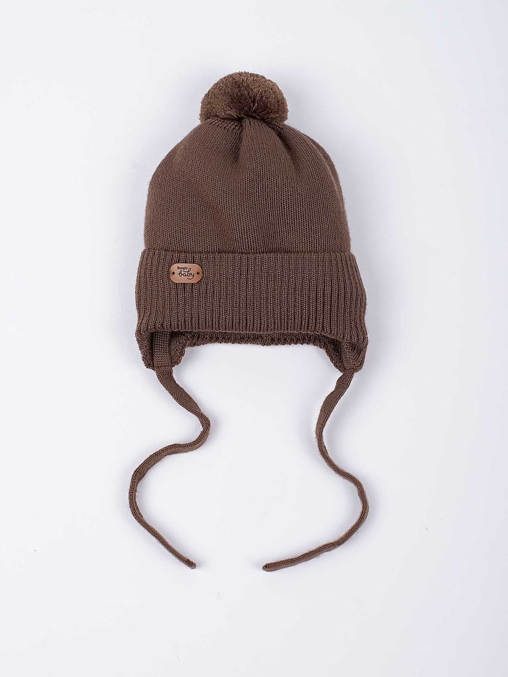 Шапка из смесовой шерсти утепленная "Мокко" на завязках 0+
