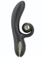 Черный вибратор-кролик с режимами вибрации и вращения - 18,4 см. (Цвет: черный)