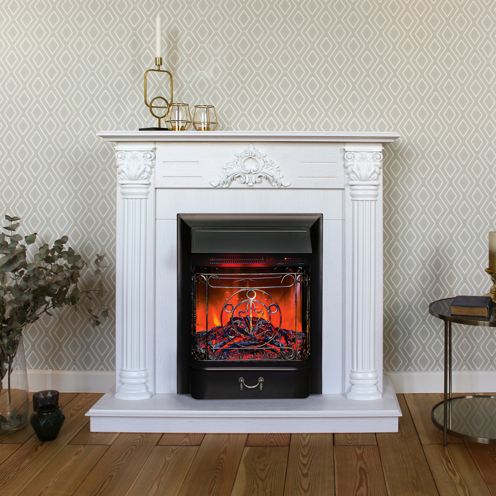 Каминокомплект Real Flame Stefania WT-F614 с очагом Majestic Lux Black RC