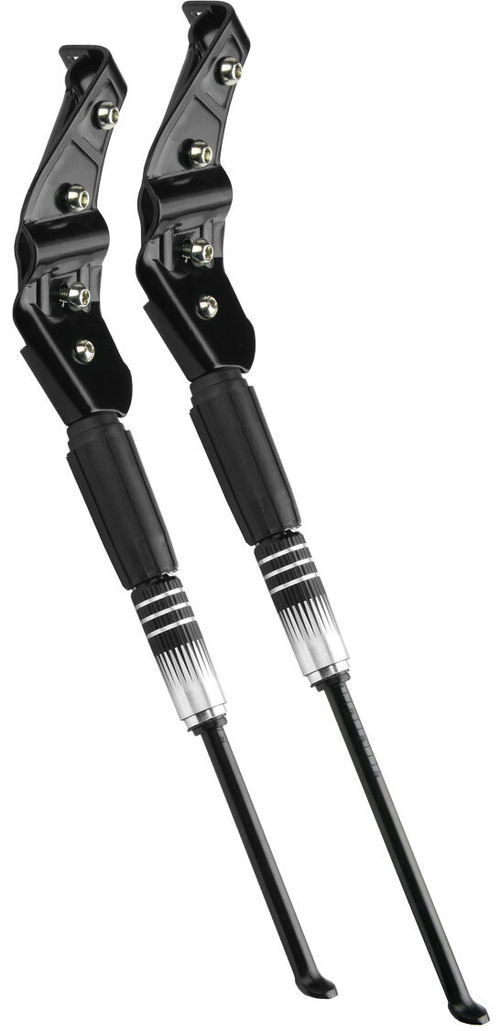 Подножка 24"-28" NH-KF97AAJ NUVO задняя, крепление на 2 пера вилки, телескоп., алюминиевая чёрная