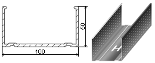 ПС 100/50 (0,5) профиль перегородочный стоечный