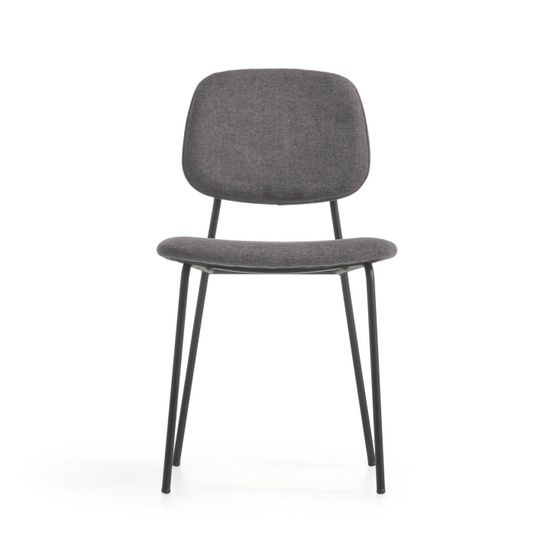 Стул Benilda темно-серый с дубовым шпоном и сталь с черной отделкой