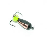 Мормышка Владимирская 58 "Чертик тройник со стразом" с коронкой, 4мм, 1.3гр (15шт/уп)