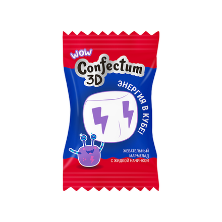 Жевательные мармеладные конфеты "Confectum Funny 3D Energy" в форме куба со вкусом тропических фруктов, 500 гр х 12 шт