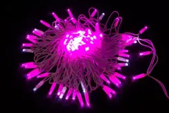 Светодиодная нить с мерцающим диодом 10 м., 220V, 100 розовых LED ламп, белый каучук, соединяемая, Winner Light (P.01.7w.100+)