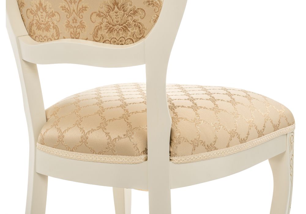 Деревянный стул Лауро слоновая кость с золотой патиной / бежевый тесьма 11
