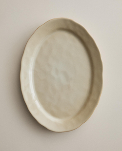 Zara Home блюдо сервировочное из каменной керамики, цвет кремовый, 39 см