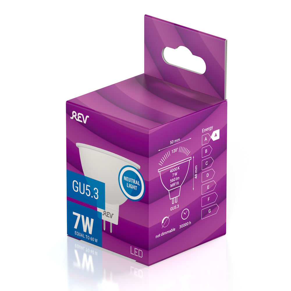 Лампа сд MR16 GU5.3 7W,4000K,холодный свет