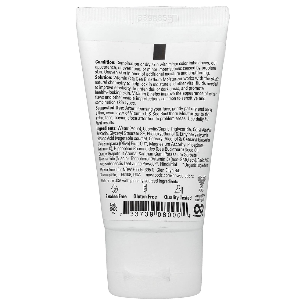 NOW Foods, Solutions, увлажняющий крем с витамином C и облепихой, 59 мл (2 жидк. унции)