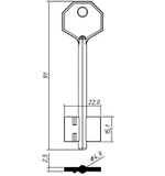 Заготовка сувальдного ключа 14203 KLS1D КЛАСС-1 (желтый)