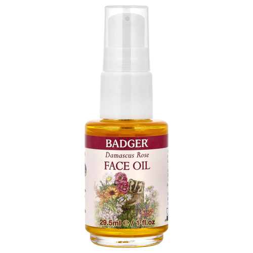 Badger, масло для лица с дамасской розой, для сухой и нежной кожи, 29,5 мл (1 жидк. унция)