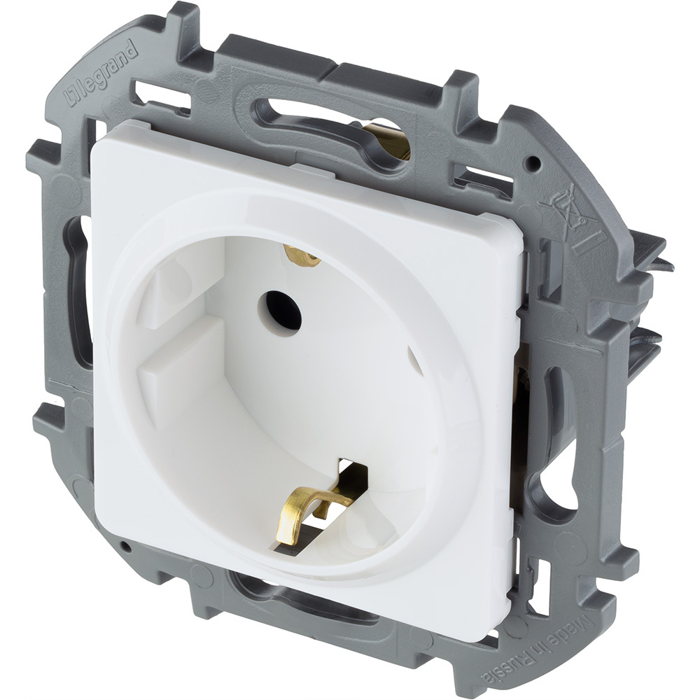 Розетка с заземлением со шторками 16А 250В белый Inspiria Legrand