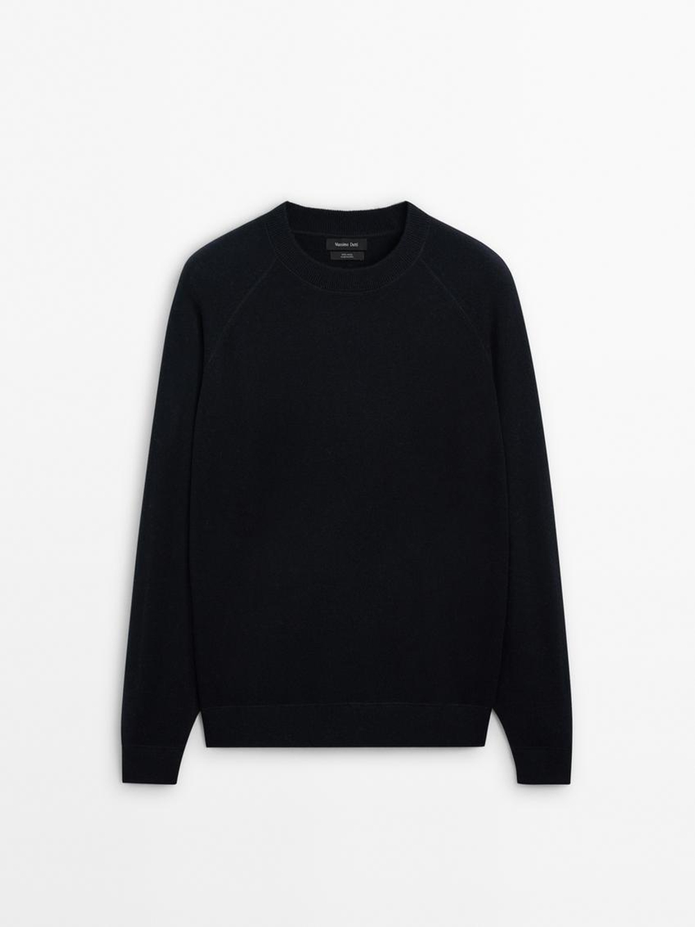 Massimo Dutti Свитер из 100% шерсти, темно-синий