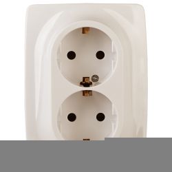 12-2006-02 ЭРА Розетка 2X2P+E Schuko, 16А-250В, б.л., Эра12, слоновая кость