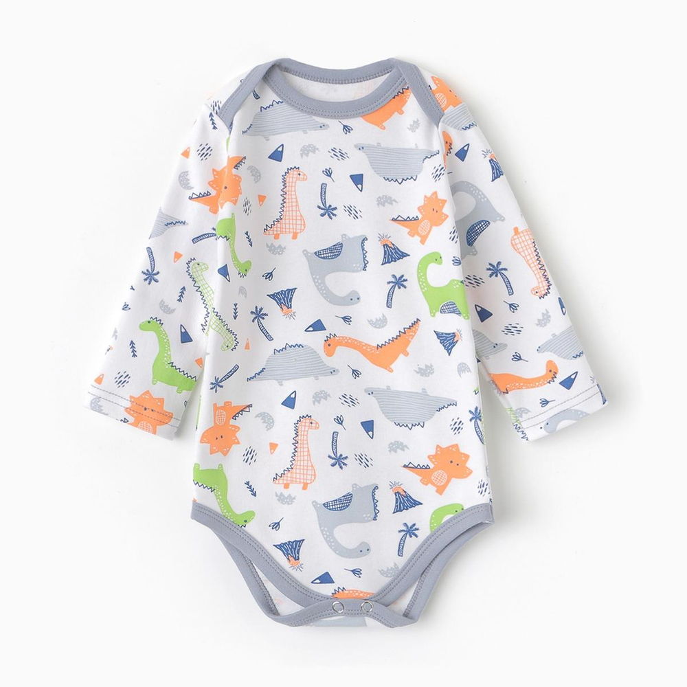 Боди детский, цвет белый/динозавры, р. 80 10134584 (Рыжик)
