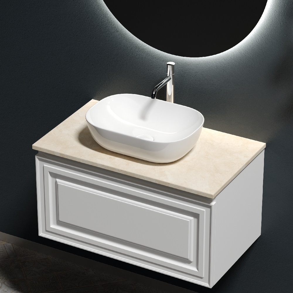 Тумба подвесная Sancos Very, Bianco 790х445х406, под столешницу с отверстием под смеситель, цвет Kreman