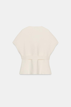 ZARA ТРИКОТАЖНЫЙ ЖИЛЕТ С ПОЯСОМ, ЭКРЮ