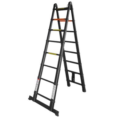 Лестница-стремянка телескопическая алюм. бытовая 2.5+2.5м (8+8 ступ.) RockForce RF-UP250-M