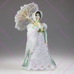 Сувенирная кукла со складным зонтиком в костюме начала 19 века