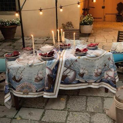 Скатерть 170x170 Tessitura Toscana Telerie Bounty White