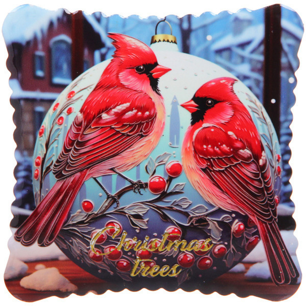 Подставка под кружку керамическая 10,5*10,5см «Зимние птички»