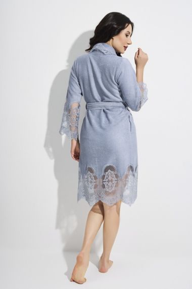 Халат женский с кружевом 4155 серый NUSA Турция