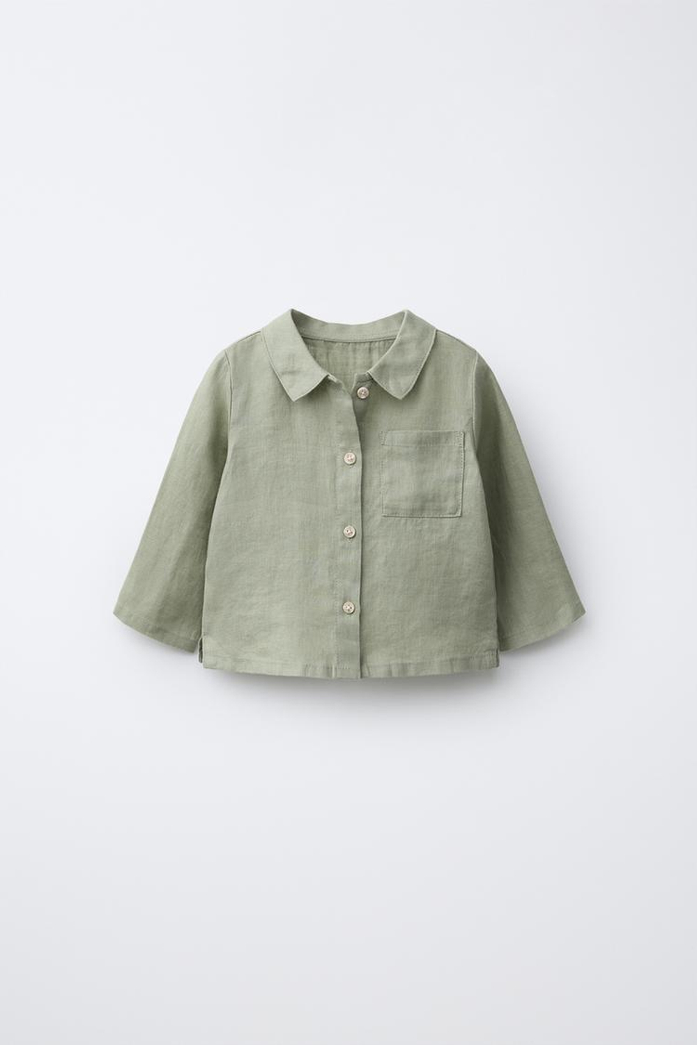 ZARA РУБАШКА ИЗ 100% ЛЬНА, ХАКИ