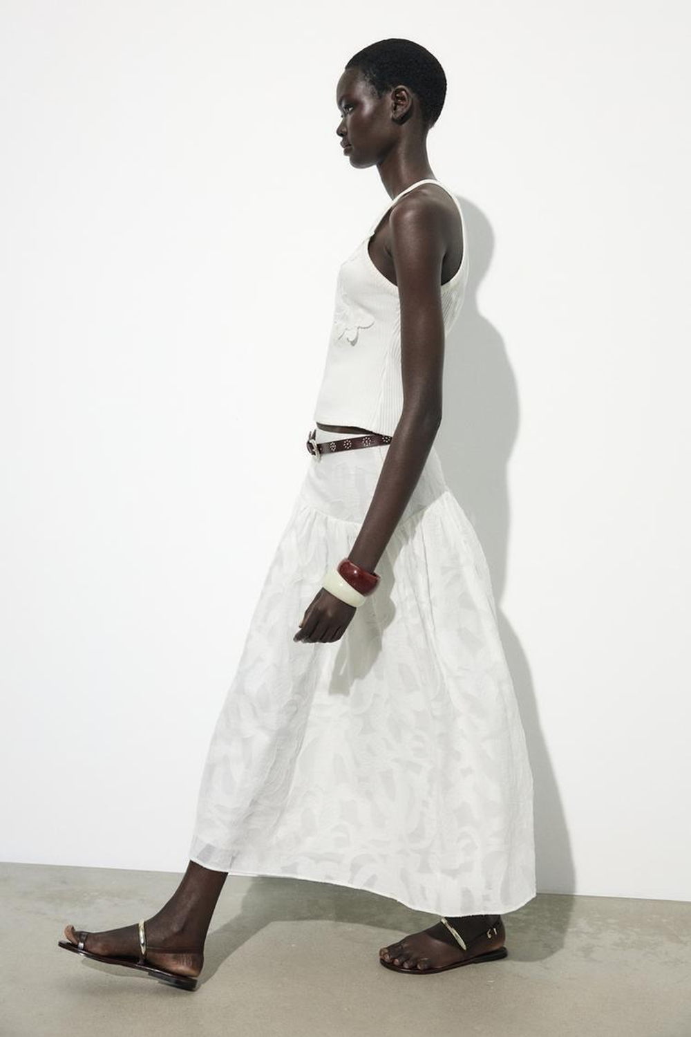 ZARA ТОП В РУБЧИК С ВЫШИВКОЙ, БЕЛЫЙ