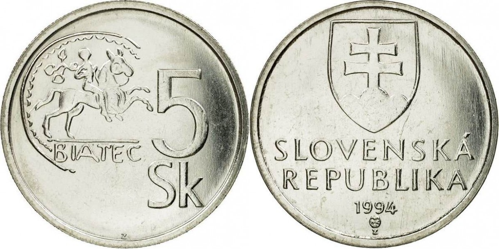 Словакия 5 крон, 1993-2008 Древния кельтская монета Биатек XF