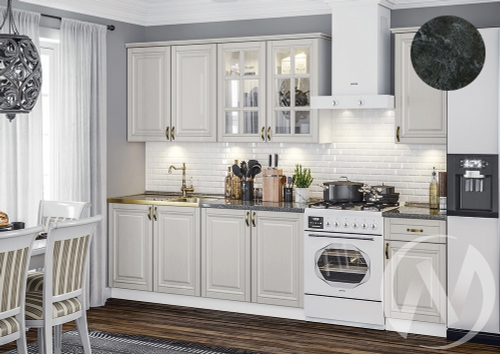 Кухня Престиж 2;0/900м (белый/браш лайт грей/кастилло темный) Компоновка №3