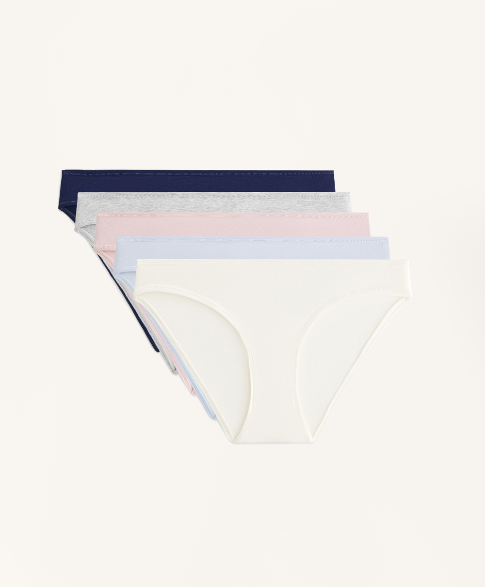 OYSHO Набор из пяти классических трусиков из смесовой хлопковой ткани, темно-синий