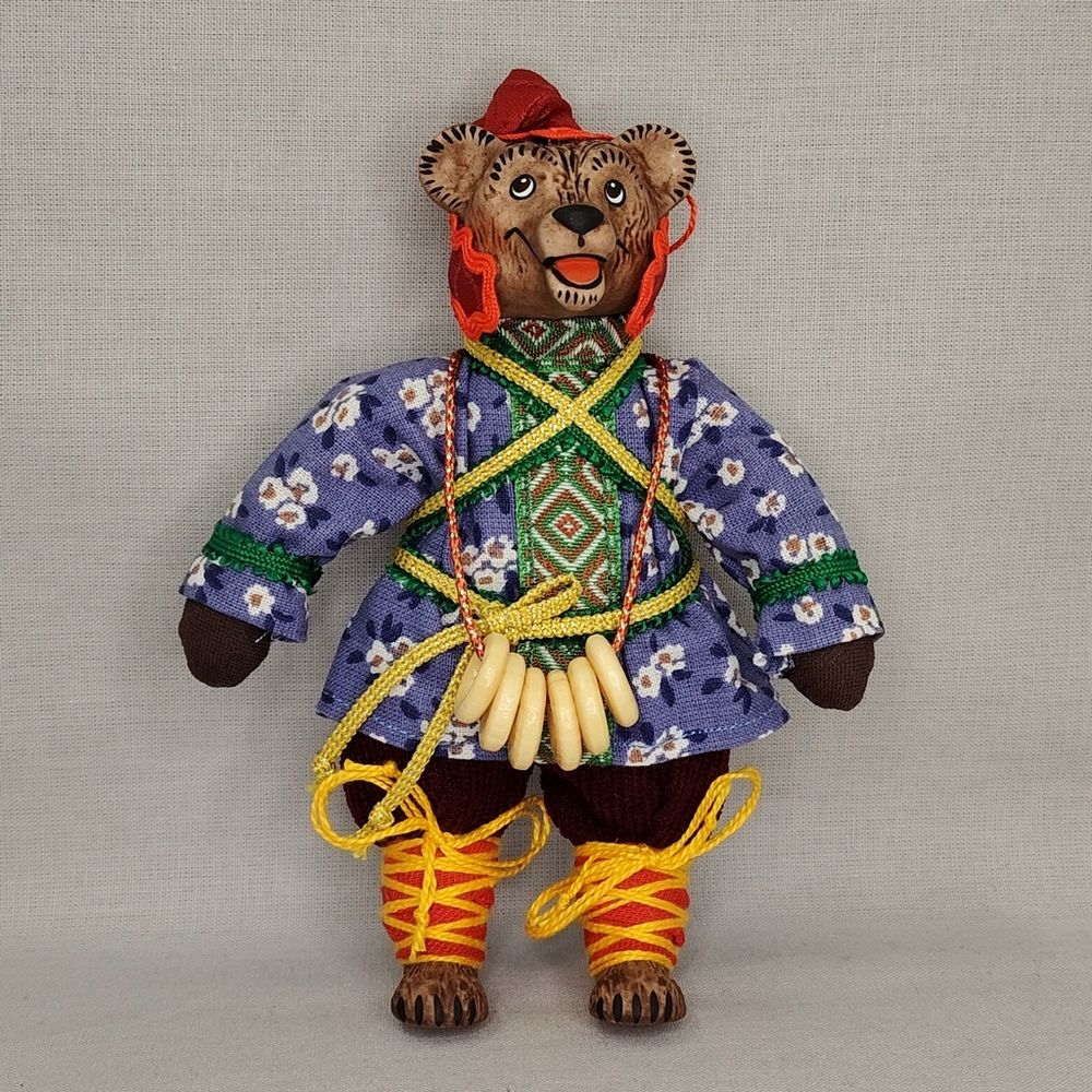 Ёлочная игрушка Медведь в колпаке с баранками