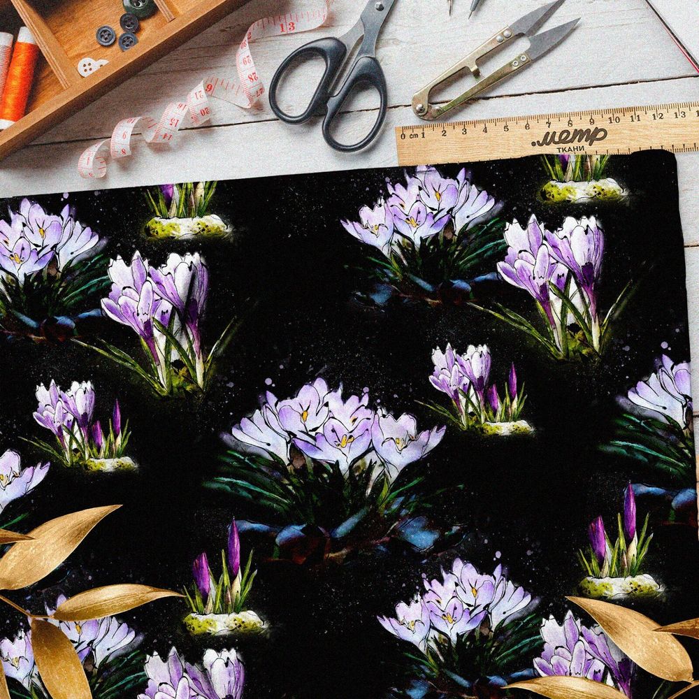 Ткань дюспо крокусы светло-фиолетовые
