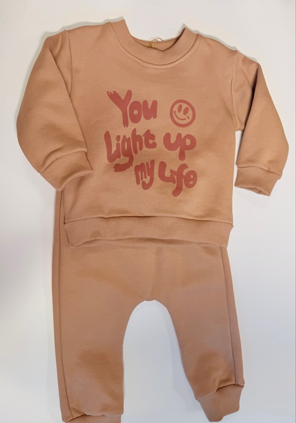 Костюм для малышей с утеплением темный беж, хлопок