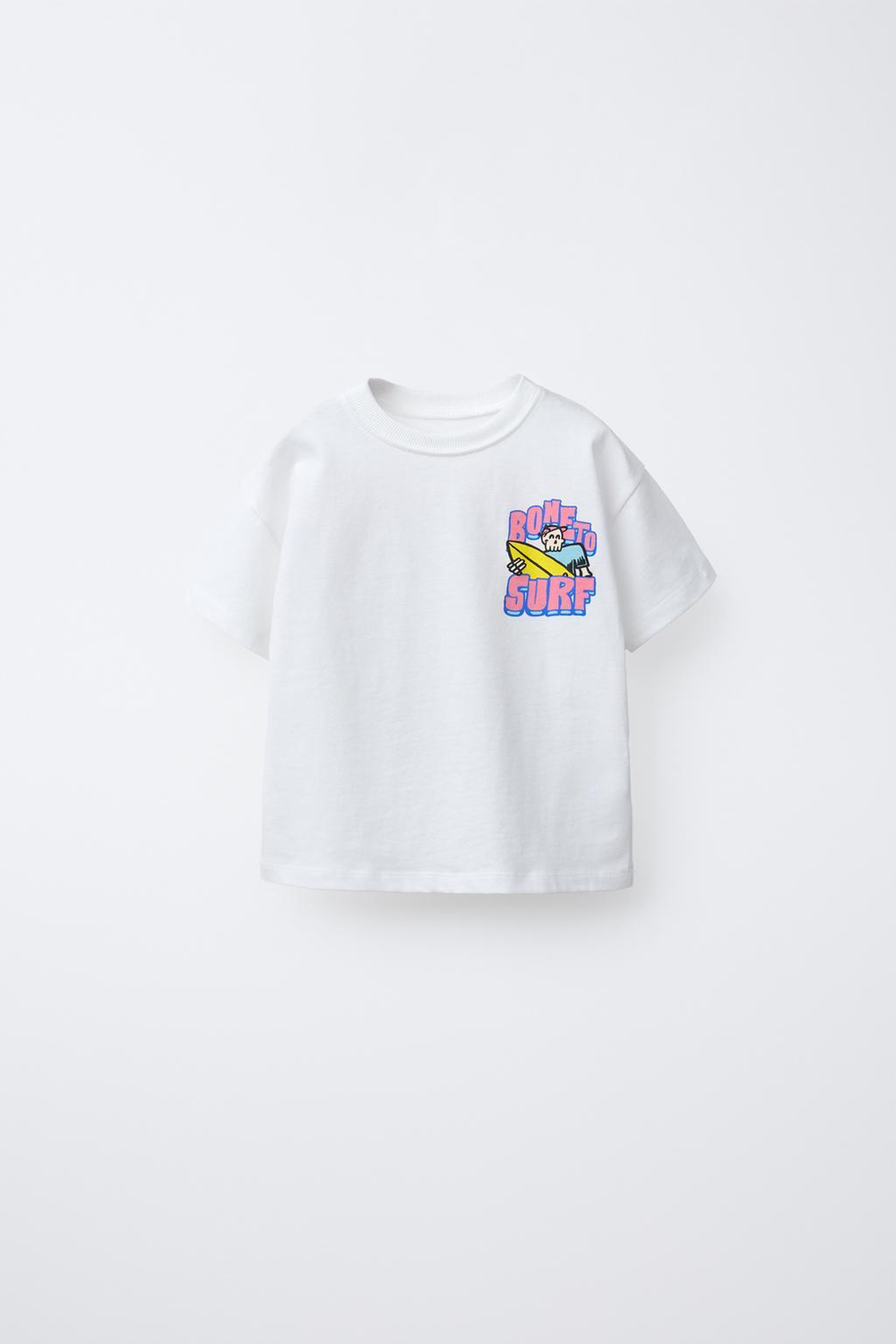 ZARA ФУТБОЛКА С ПРИНТОМ «СЕРФИНГ», БЕЛЫЙ