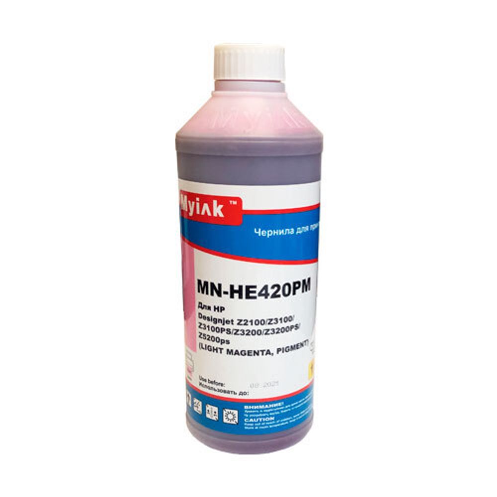 Чернила MyInk HE420PM для HP (70) C9455A, DesignJet Z2100, Z3100, Z3200, Z5200, Z5400 (1л, Pigment) Light magenta
