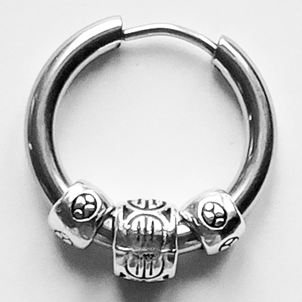 Серьга кольцо (1шт) с шариками для пирсинга уха, диаметр 14мм внутренний. Медицинская сталь