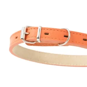 Ошейник Mr.Kranch для собак из натуральной кожи прямой, 24-30см, оранжевый