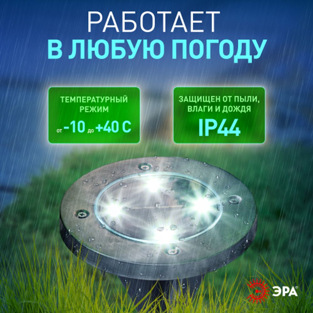 Светильник уличный ЭРА ERAST040-08 на солнечной батарее садовый сталь пластик 13 см | Садовые декоративные светильники