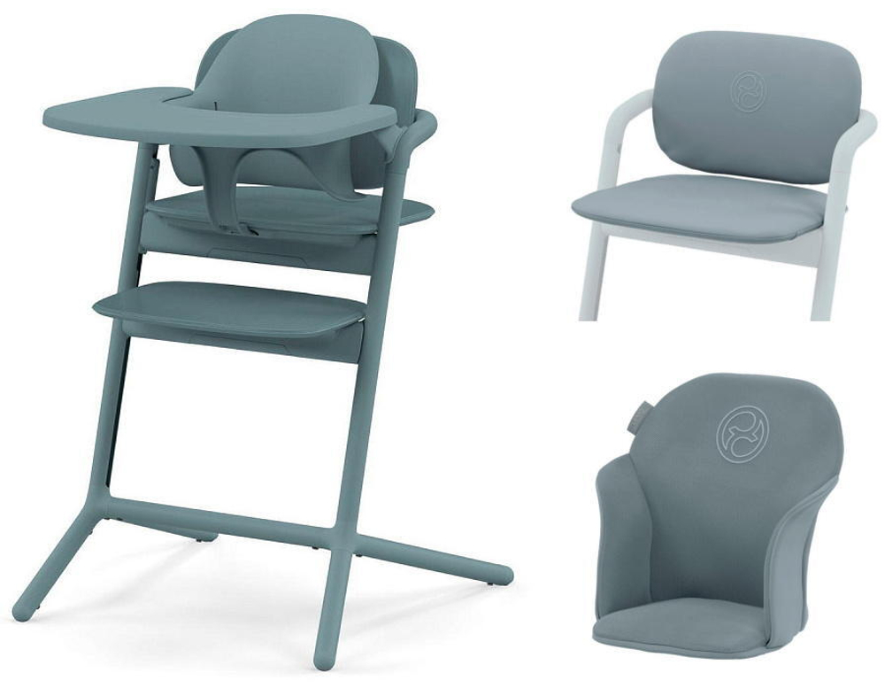 Стульчик для кормления Cybex Lemo 4 в 1 с мягкими чехлами Comfort Inlay Stone Blue/Stone Blue