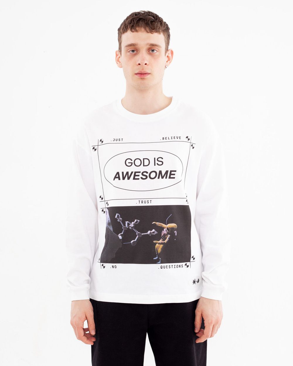 Лонгслив Artem x Kuzma God is awesome белый