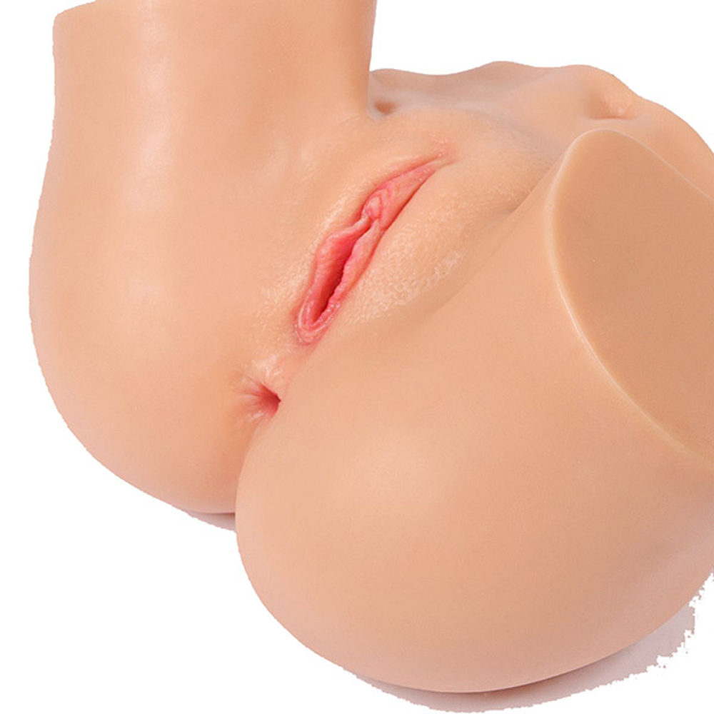 Телесный мастурбатор-полуторс с двумя любовными отверстиями Kokos OnaHole 01