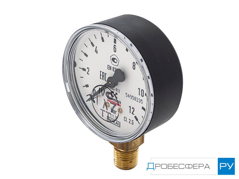 Манометр для компрессора 2,5 бар (0,25 МПа) радиальный R 1/4" диаметр 62 мм арт. M063-R02,5