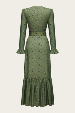 Зеленое платье-макси "Карина" с цветочным принтом