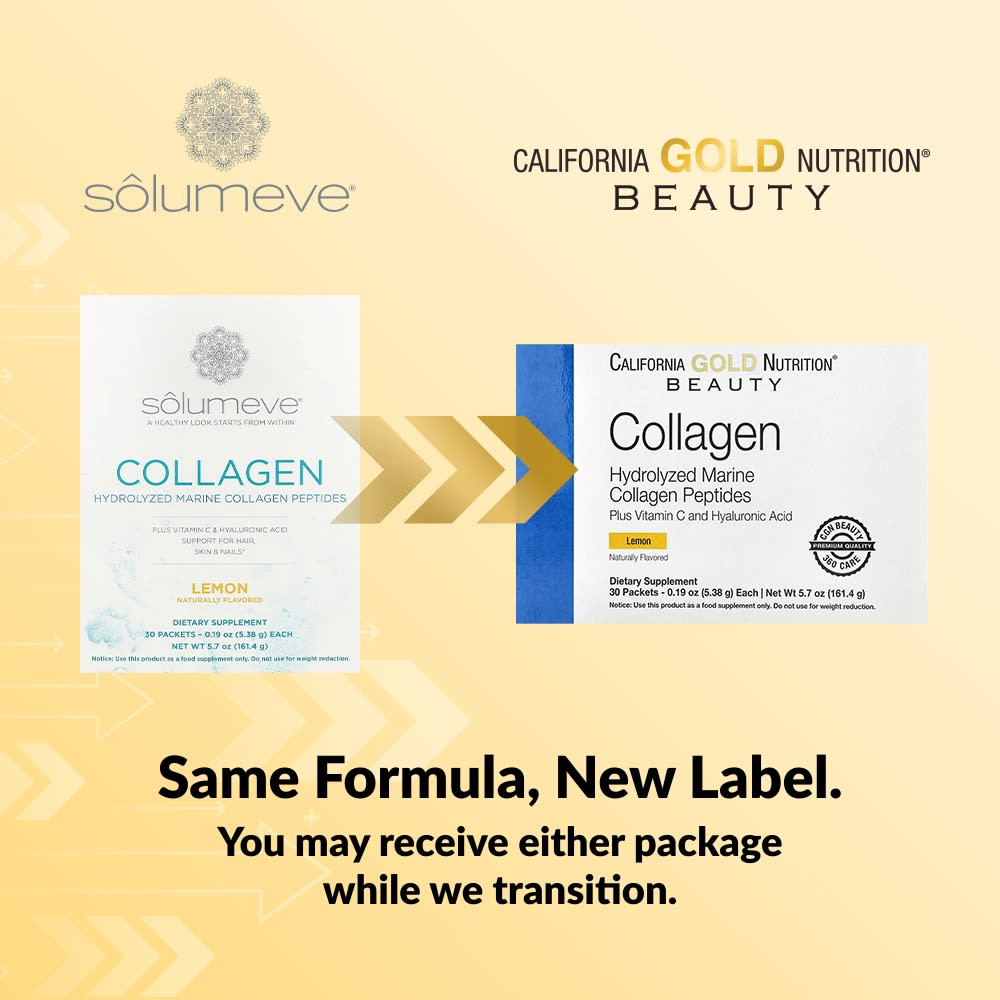 California Gold Nutrition, пептиды морского коллагена с витамином C и гиалуроновой кислотой, со вкусом лимона, 30 пакетиков по 5,38 г (0,19 унции)
