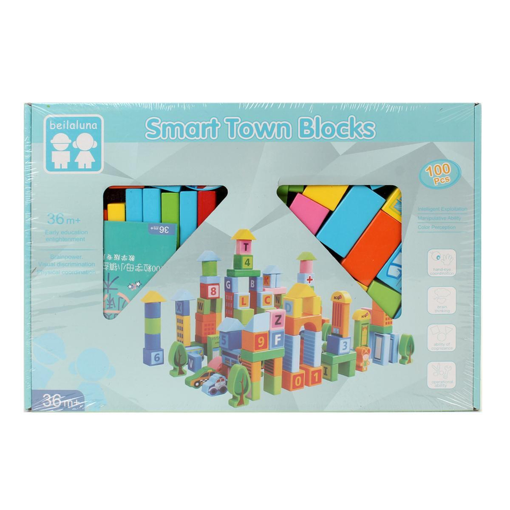 Конструктор деревянный 100 элемента, коробка C-41718