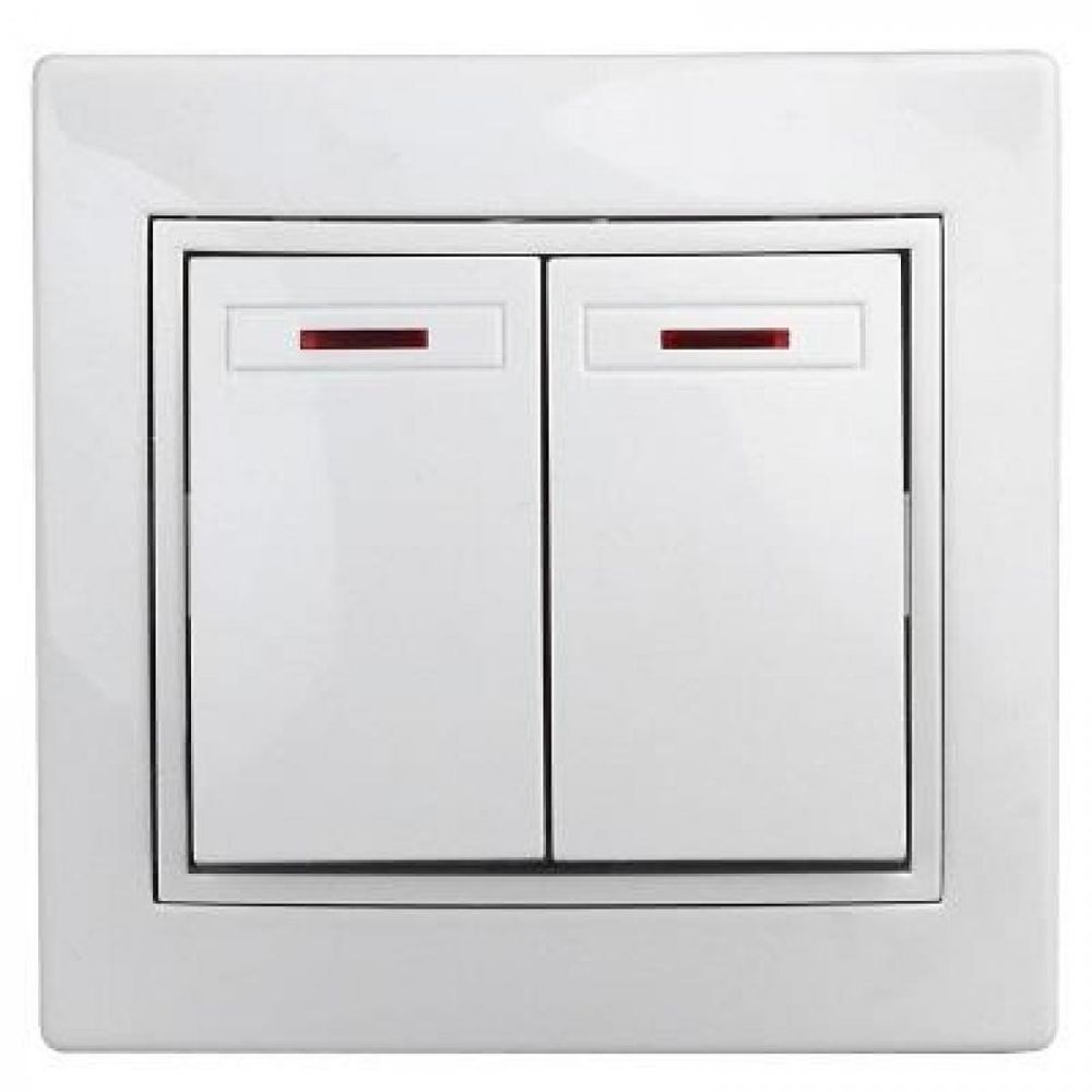 Выключатель двойной с подсветкой с/у 10АХ-250В, Intro Plano