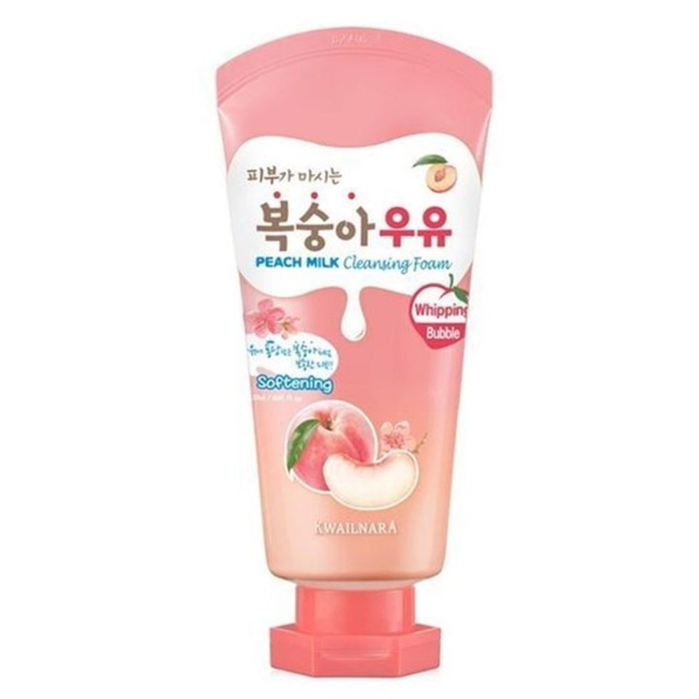 Welcos Kwailnara Peach Milk Cleansing Foam пенка для лица с экстрактом персика