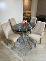 Круглый раздвижной стол "Луанда" и стулья "Бентли" бежевые